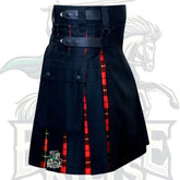 Scottish Handmade Hybrid Utility Black Cotton & Wallace Tartan Kilt for Men – Bold Scottish Heritage by BattleOfKilts